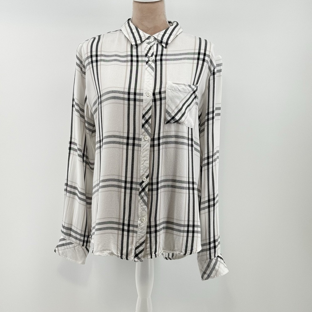 Workshop Republic Clothing Womans XL Button Down Plaid Shirt Career Business